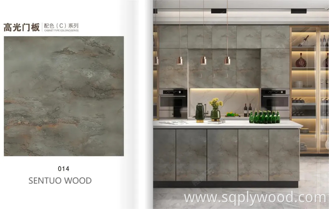 for Interior Wall Panel UV Glossy Laminated Pet Particleboard Melamine MDF